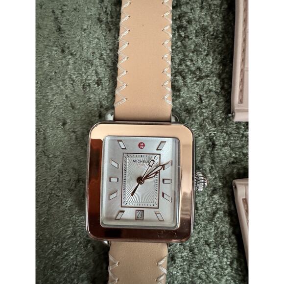 Michele Deco Sport Rose Gold Watch MWW06K000015 w/ Pink Strap & New Leather Band - Picture 2 of 5